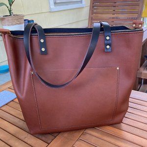 NEW Portland Leather Goods Large Honey Tote with Zipper